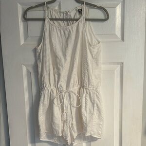 aerie white  Textured Sleeveless Romper
